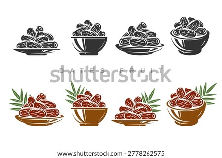 Dates fruit set. Collection icon dates fruit. Vector