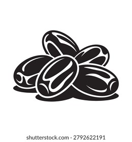 dates fruit silhouette on white background