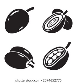 Dates Fruit Silhouette Style Set icon Vector
