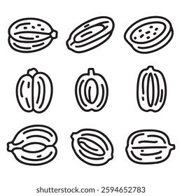 Dates Fruit Silhouette Style Set icon Vector