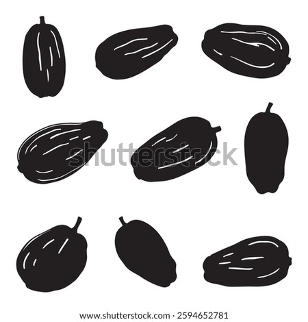 Dates Fruit Silhouette Style Set icon Vector