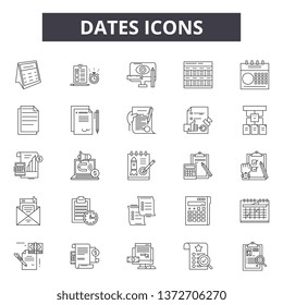 Dates line icons, signs, vector set, outline illustration concept 