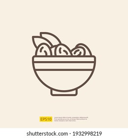 dates meal iftar line icon for Muslim and Ramadan theme concept. Vector illustration