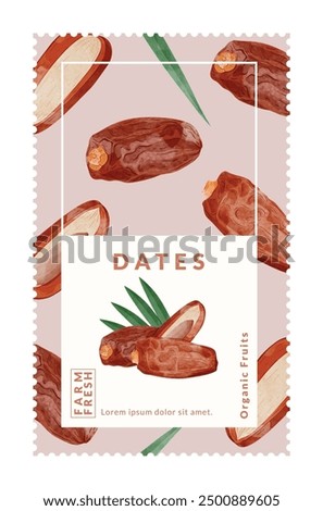 Dates packaging design templates, watercolour style vector illustration.