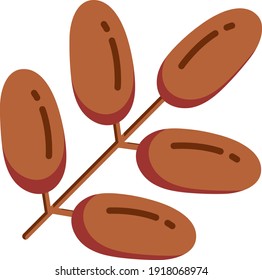 Dates Palm Concept, Fruit Branch Vector Glyph Icon Design, Arab culture and traditions Symbol on white background, Islamic and Muslim practices Sign stock illustration