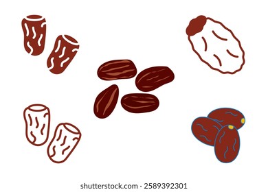 Dates Palm Concept, Fruit Branch Vector Icon Design, Arab culture and traditions Cartoon Symbol on white background, Islamic and Muslim practices Sign