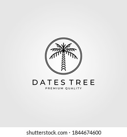 dates palm tree logo line art vector illustration design, minimalist palm logo design