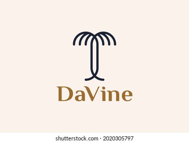 dates palm tree logo line art vector illustration design, minimalist palm logo design
