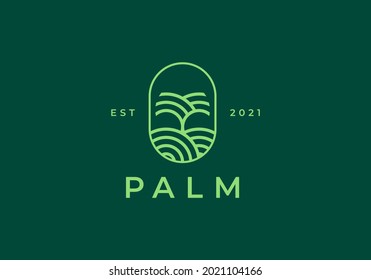 Dates Palm Tree Logo Line Art Vector Illustration Design, Minimalist Palm Logo Design
