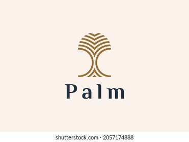 Dates Palm Tree Logo Line Art Vector Illustration Design, Minimalist Palm Logo Design
