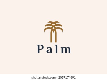 dates palm tree logo line art vector illustration design, minimalist palm logo design
