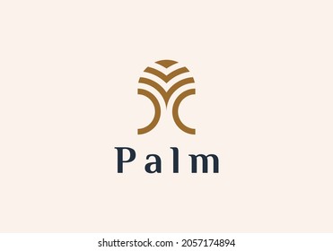 dates palm tree logo line art vector illustration design, minimalist palm logo design
