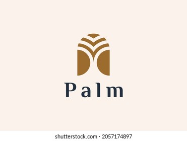 dates palm tree logo line art vector illustration design, minimalist palm logo design
