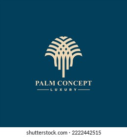 Dates Palm Tree Logo Line Art Vector Luxury Logo Palm Tree Logo Vector Template