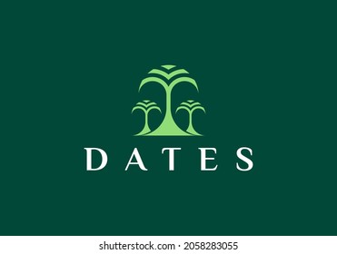 Dates Palm Tree Logo Vector Illustration Design, Minimalist Palm Logo Design
