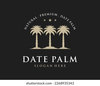 Dates Palm Tree Middle East Silhouette Elegant Luxury Classic Vintage Hipster Vector Logo Design