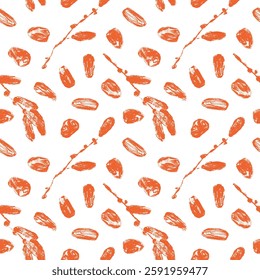 Dates pattern background for premium product design. Vector seamless template. Dried date fruit background. Organic dates — hand drawn pencil drawings for color fabric ornament, textile decoration