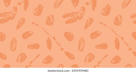 Dates pattern background for premium product design. Vector seamless template. Dried date fruit background. Organic dates — hand drawn pencil drawings for color fabric ornament, textile decoration