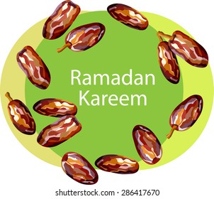 Dates. Ramadan Kareem greeting card for Iftar Party.
