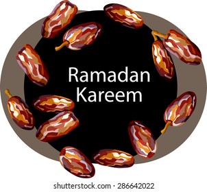 Dates. Ramadan Kareem greeting card. Iftar Party.