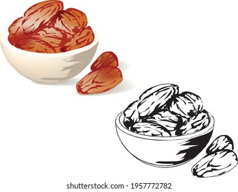 dates vector arabic food line design
