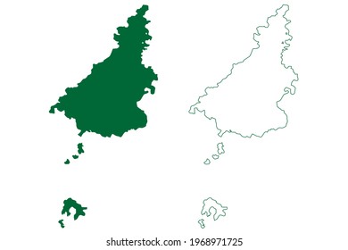 Datia district (Madhya Pradesh State, Gwalior division, Republic of India) map vector illustration, scribble sketch Datia map