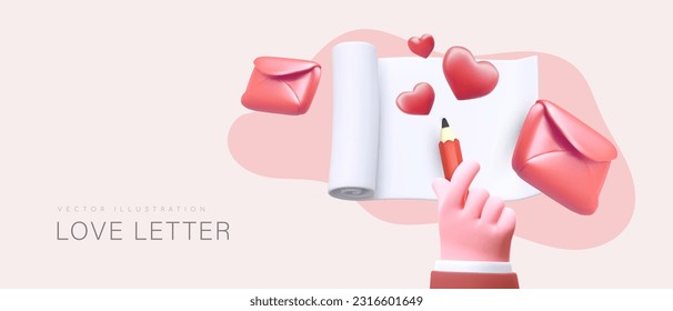 Agencia de citas. Conocimiento, correspondencia, relaciones románticas a distancia. Cartas de amor. Ayuda escribiendo cartas. Afiche de color en un estilo plasticino lindo. Plantilla con lugar para texto, logotipo