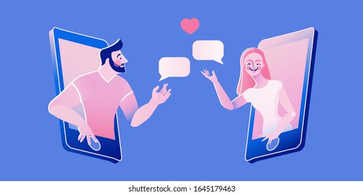 Dating app, application or chat concept vector illustration