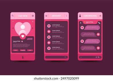 Dating app chat interface vector design in eps 10