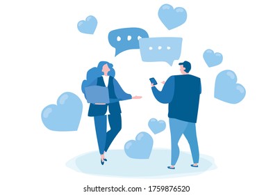 Dating app. Chat,  networking, love chat, Vector illustration for web banner, infographics, mobile. Dating website