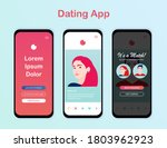 Dating app design, interface. People match social media Mockup. Dating application. Online dating, virtual love. Vector illustration