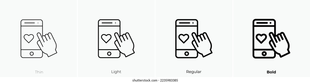 dating app icon. Thin, Light Regular And Bold style design isolated on white background