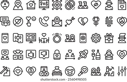 Dating app icons High-Quality Vector Icons Collection with Editable Stroke. Ideal for Professional and Creative Projects.