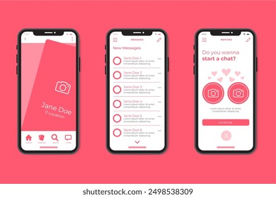 Dating app interface concept vector design in eps 10