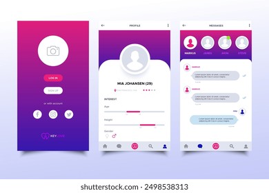 Dating app interface concept vector design in eps 10