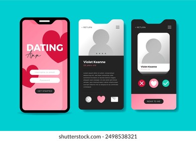 Dating App Schnittstelle Mobiltelefone Vektordesign in eps 10