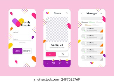 Dating app interface template collection vector design in eps 10