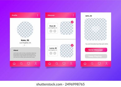 Dating app interface template set vector design in eps 10