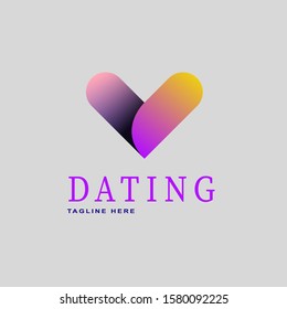 Dating app, love chat logo icon, dating logo design. heart love template.