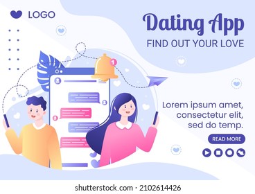 Dating App For a Love Match Brochure Template Flat Design Illustration Editable of Square Background Suitable to Social Media or Valentine Greetings Card