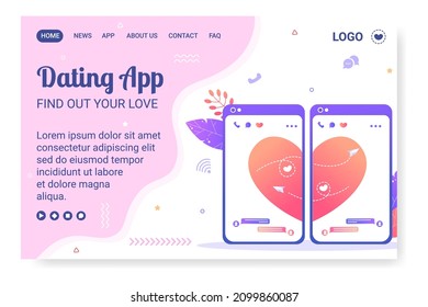 Dating App For a Love Match Landing Page Template Flat Design Illustration Editable of Square Background Suitable to Social Media or Valentine Greetings Card