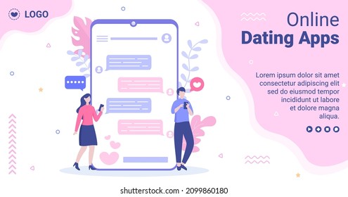 Dating App For a Love Match Post Template Flat Design Illustration Editable of Square Background Suitable to Social Media or Valentine Greetings Card