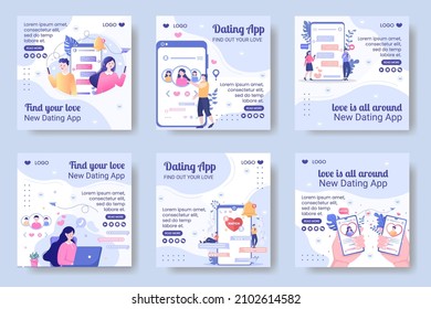 Dating App For a Love Match Post Template Flat Design Illustration Editable of Square Background Suitable to Social Media or Valentine Greetings Card