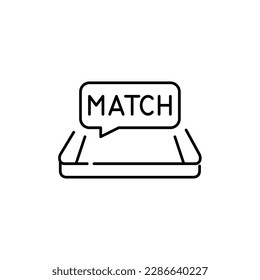 Dating app map notification on isometric smartphone. Pixel perfect, editable stroke icon