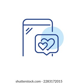 Dating app notification. Love and romantic relationship. Finding your match online. Pixel perfect, editable stroke line icon