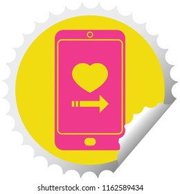 dating app on cell phone circular peeling sticker