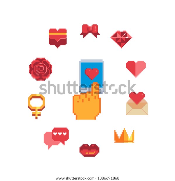 Dating App Pixel Art Icon Set Stock Vector Royalty Free