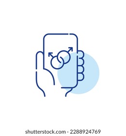 Dating app for same sex and queer couples. Lesbian couple match. Pixel perfect, editable stroke line icon