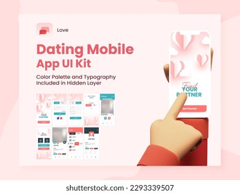 Dating App UI Kit for Responsive Mobile Application or Website with Multiple GUI Including Login, Sign Up, Place and User Profile Type Screens.