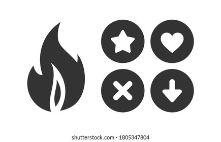 dating application icons, simple design, web elements, black and white colors